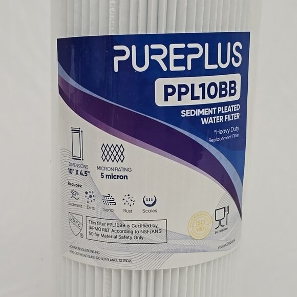 Pureplus 5 Micron 10"x 4.5" Whole House Pleated Sediment Filter Well Water 4-PK - Picture 2 of 3